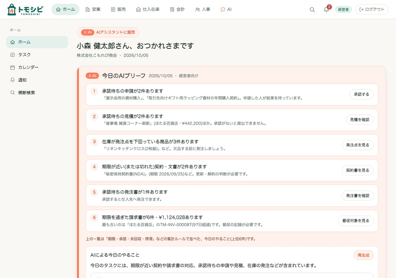 ホームの画面